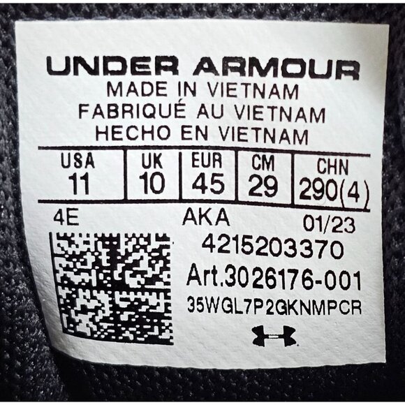 Under Armour Charged Assert 10 Black Men's Running Shoes Size 11 4E - Picture 10 of 11